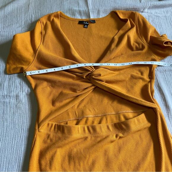 NWOT Lulus Style Twist Orange Twist Front Cutout Midi Dress - Picture 7 of 11